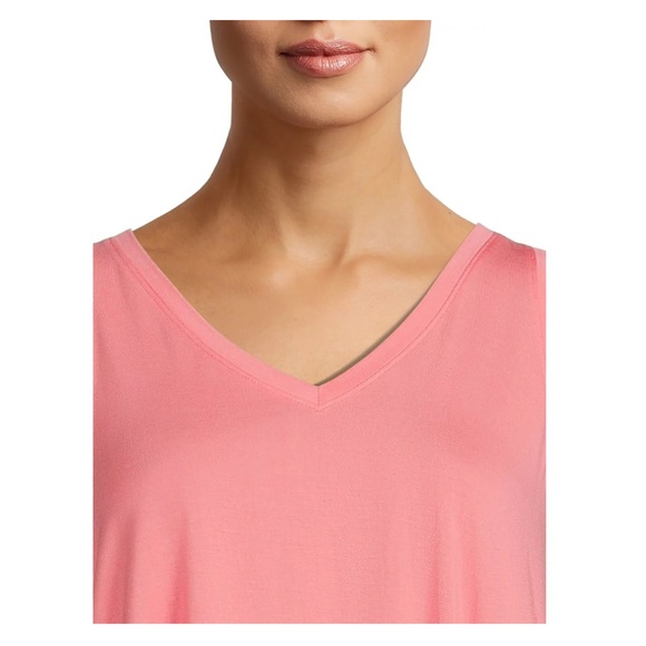 Time and Tru Coral Rose Women's High Low V-Neck Tank Top - Picture 2 of 5